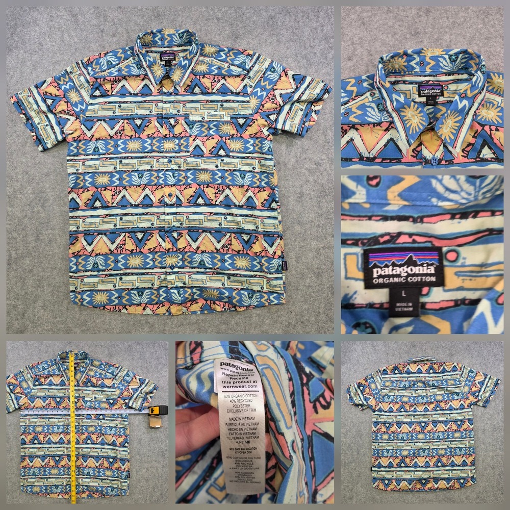 Patagonia Go-To Lightweight Button Down Shirt Mens L Organic Cotton Short Sleeve